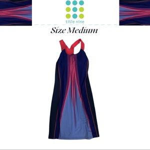 Price ⬇️Title Nine Swim dress, racer back, shelf bra with cups, zip pocket MED
